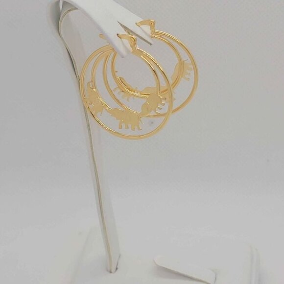 Brazilian 18k Gold filled 3 Elephants Earrings - Picture 1 of 4